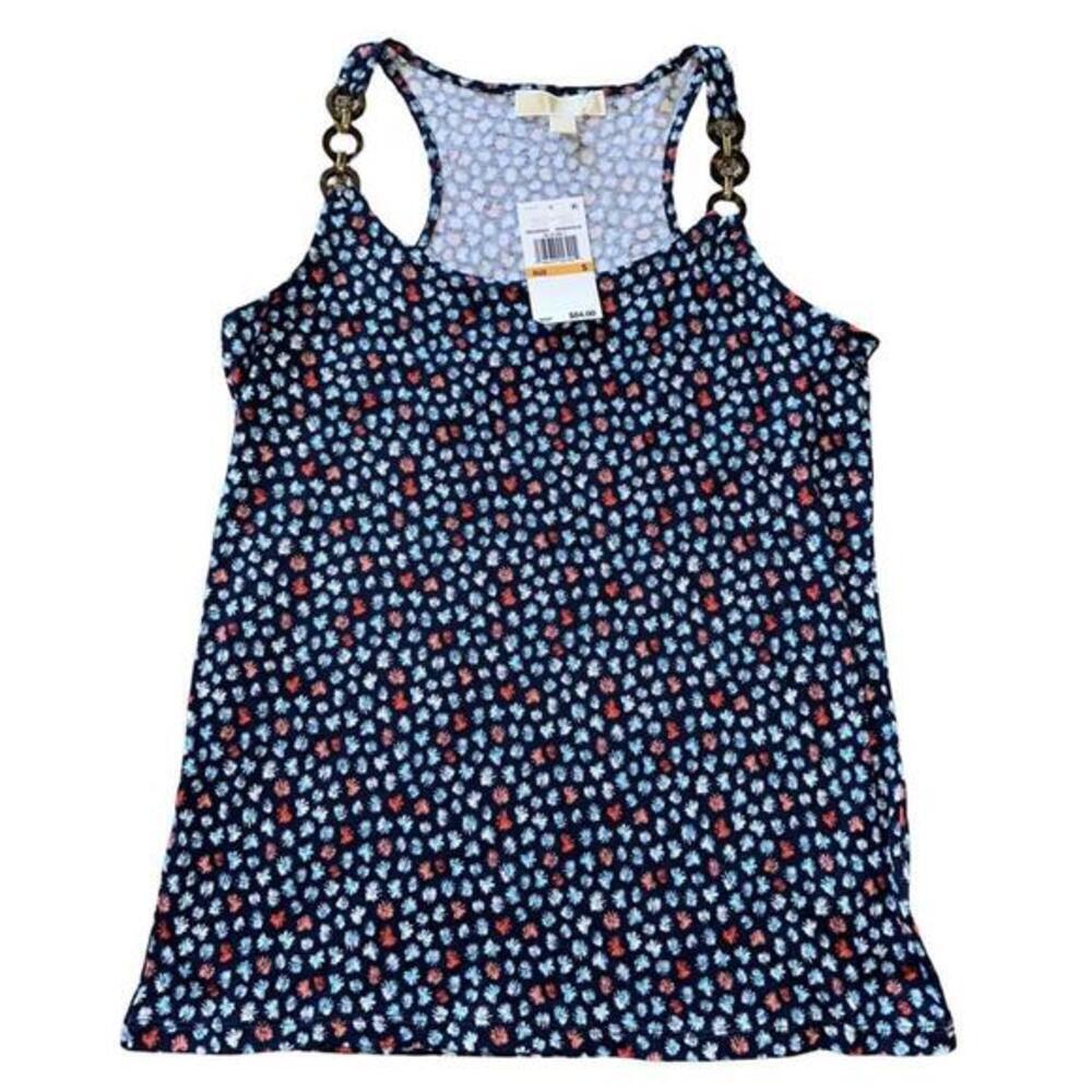 Michael Kors Three-Ring Size Small Tank Top Midnight Blue Shirt w/ Fireworks New